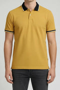 Men Mustard Polo Collar T-shirt