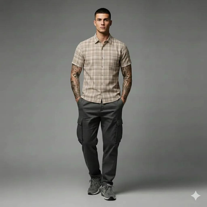 Men Natural Checked Casual Shirt
