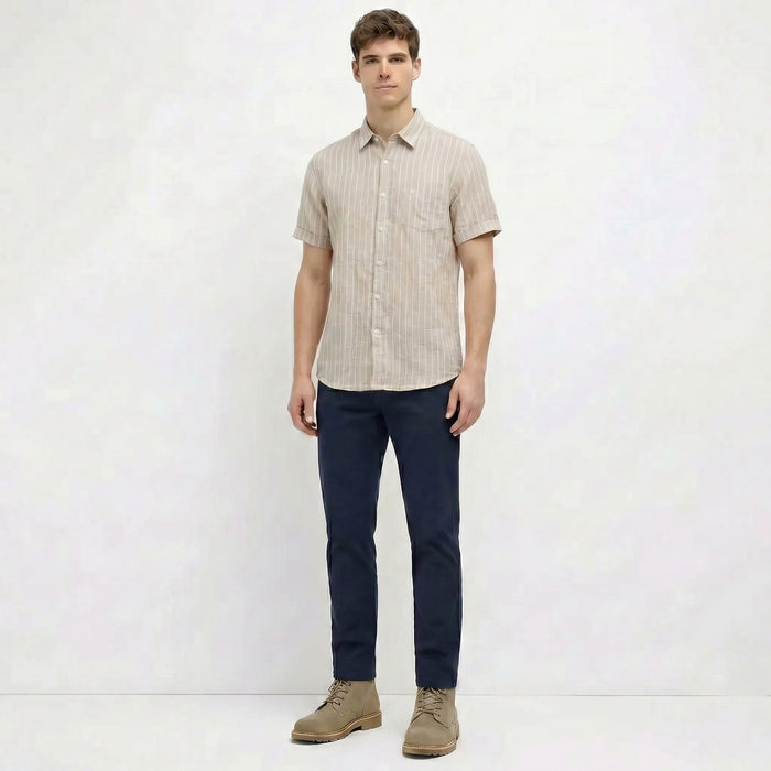 Men Natural Melange Striped Casual Shirt