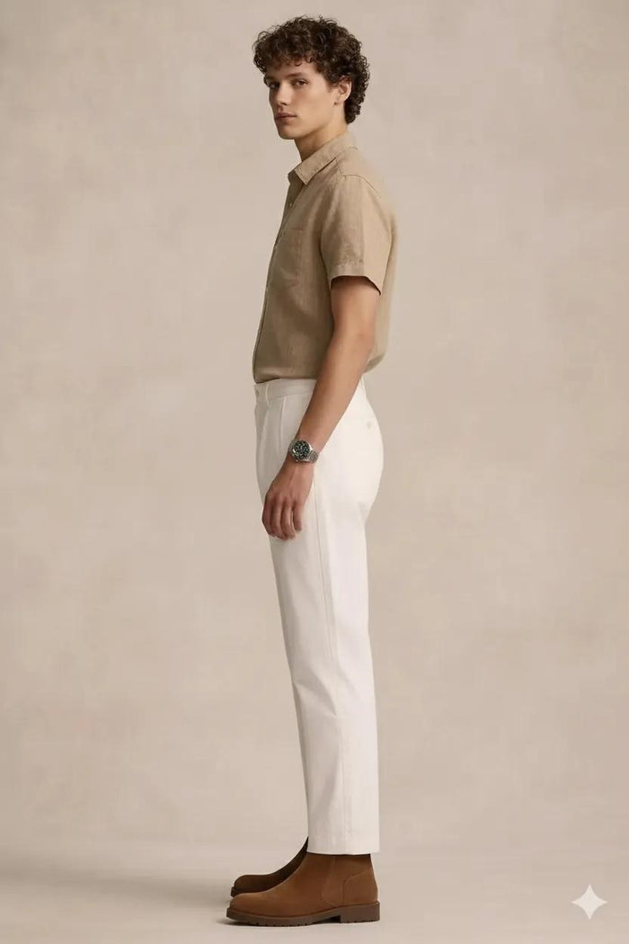 Men Natural Polo Neck Solid Casual Shirt