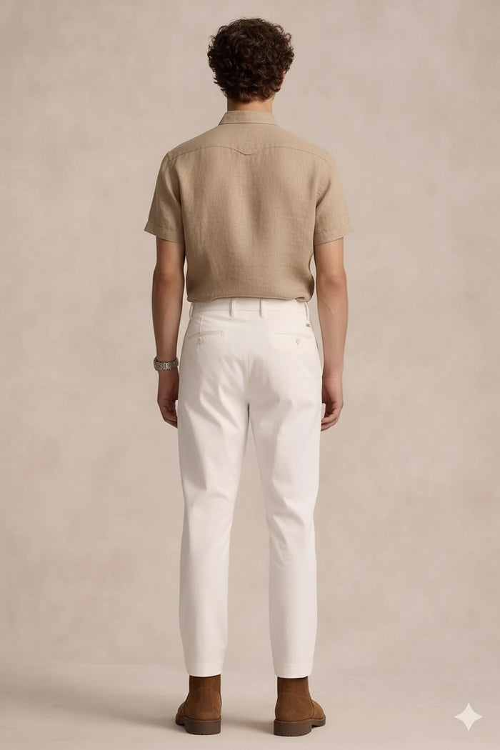 Men Natural Polo Neck Solid Casual Shirt