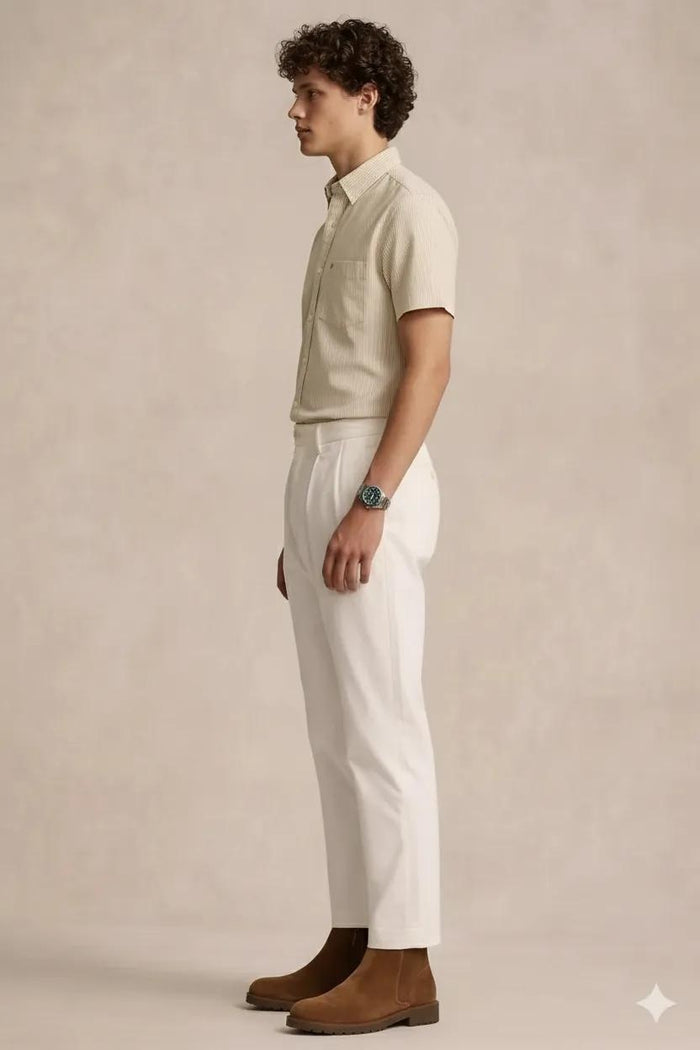 Men Natural Striped Casual Shirt
