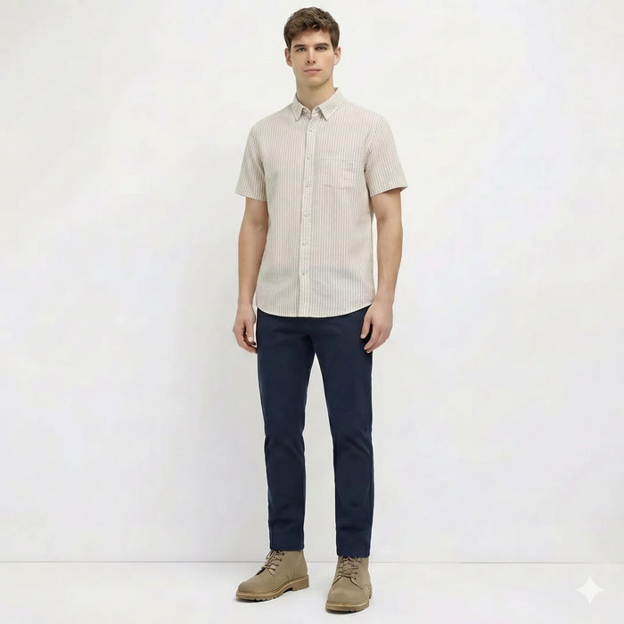 Men Natural Striped Casual Shirt