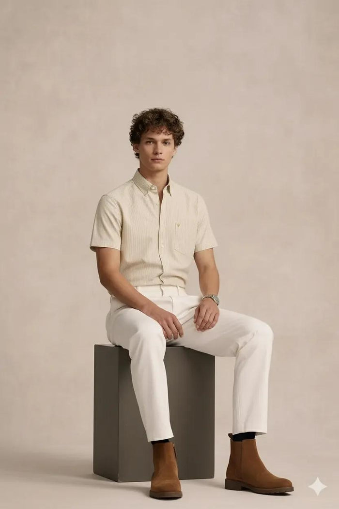Men Natural Striped Casual Shirt