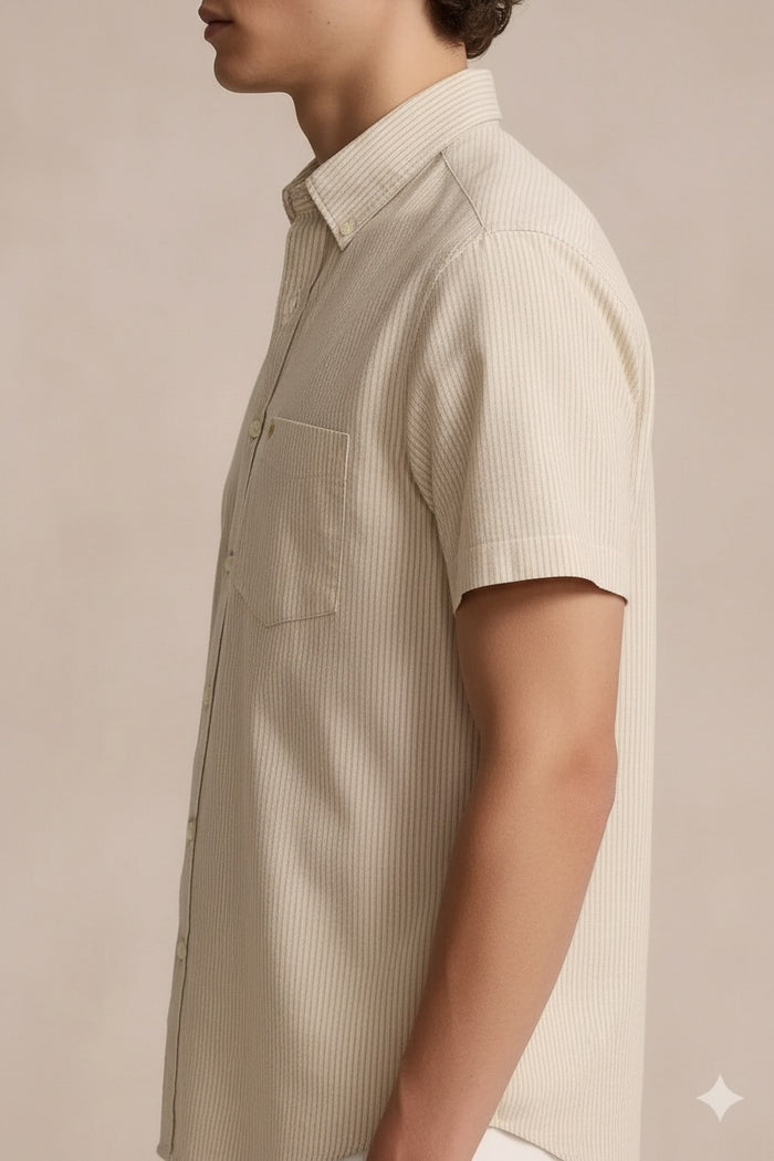 Men Natural Striped Casual Shirt