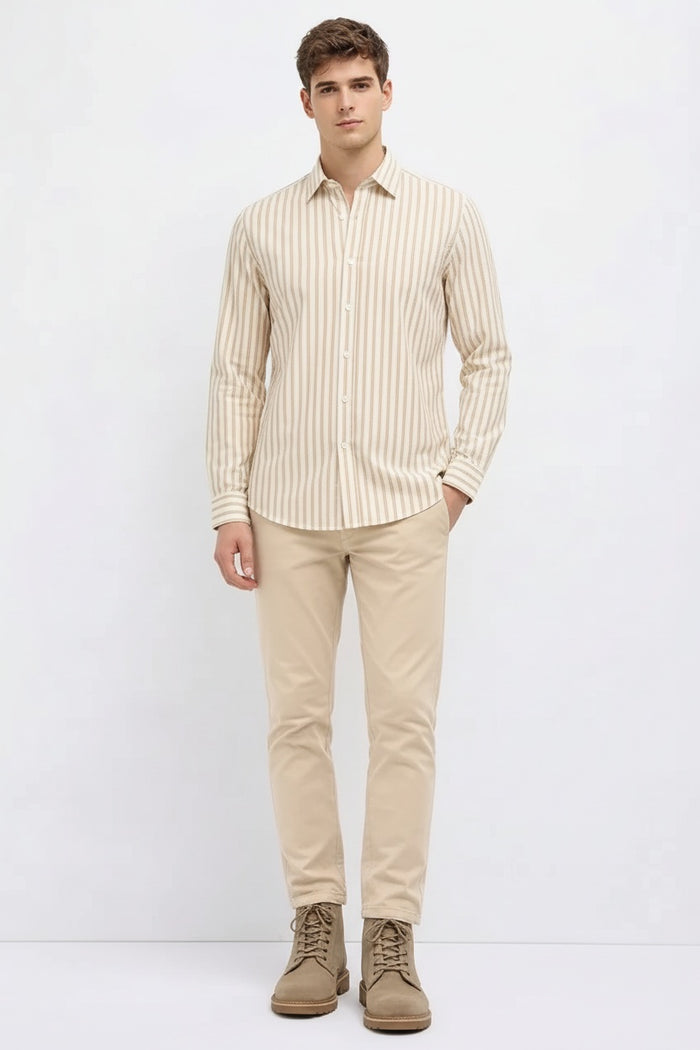 Men Natural Striped Casual Shirt