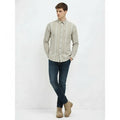 Men Natural Striped Polo Neck Shirt