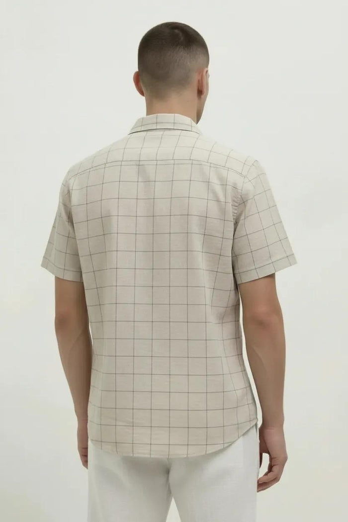 Men Natural Windowpane Checks Checked Casual Shirt