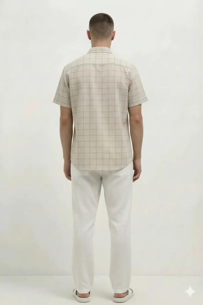 Men Natural Windowpane Checks Checked Casual Shirt