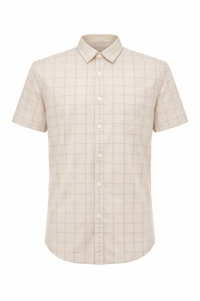 Men Natural Windowpane Checks Checked Casual Shirt