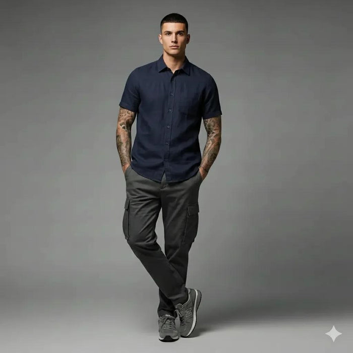 Men Navy Casual Shirt