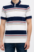 Men Navy Colourblocked Polo Collar T-shirt