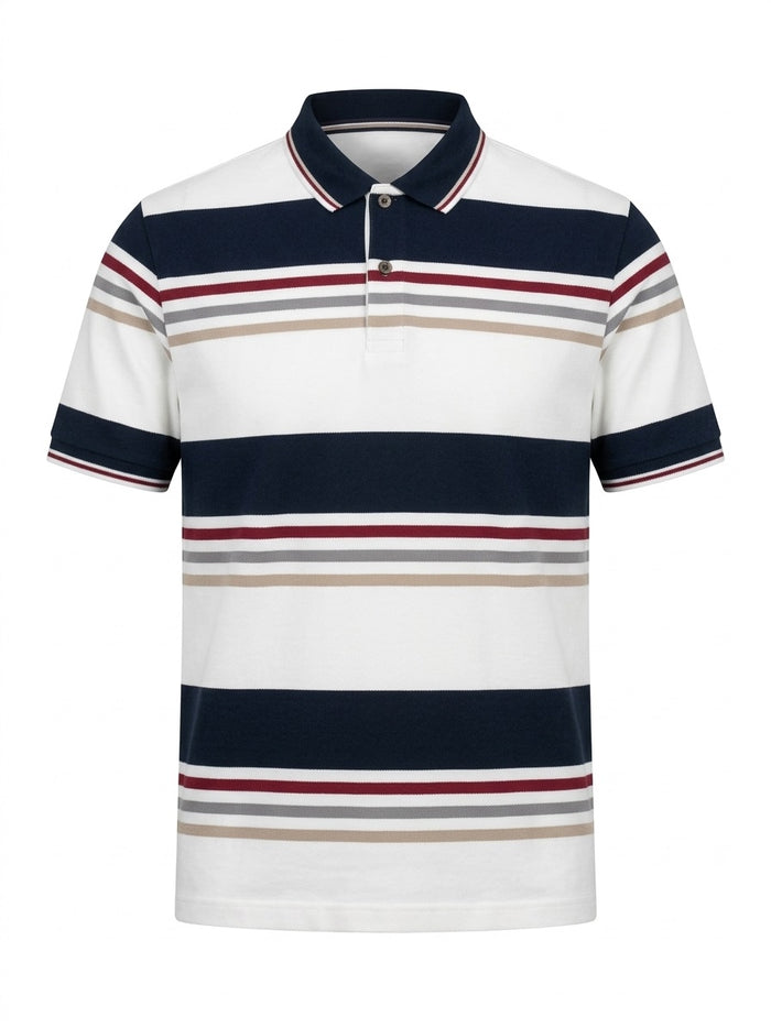 Men Navy Colourblocked Polo Collar T-shirt