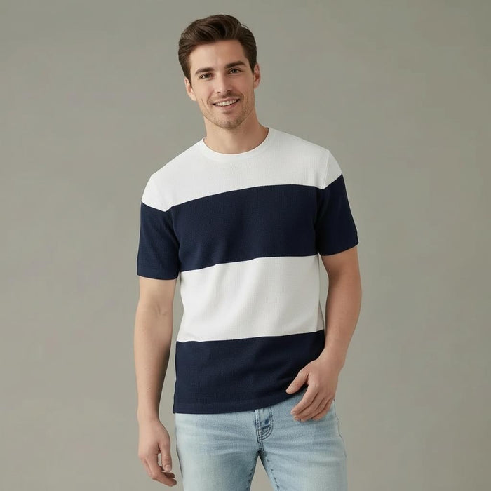 Men Navy Colourblocked T-shirt