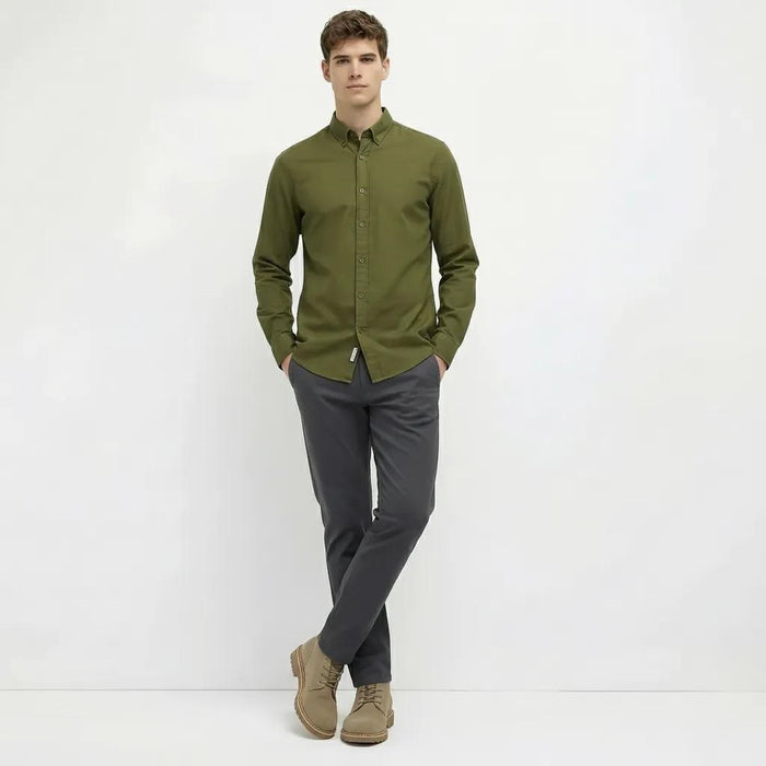 Men Navy Mid-Rise Chinos Trousers