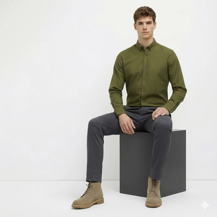 Men Navy Mid-Rise Chinos Trousers