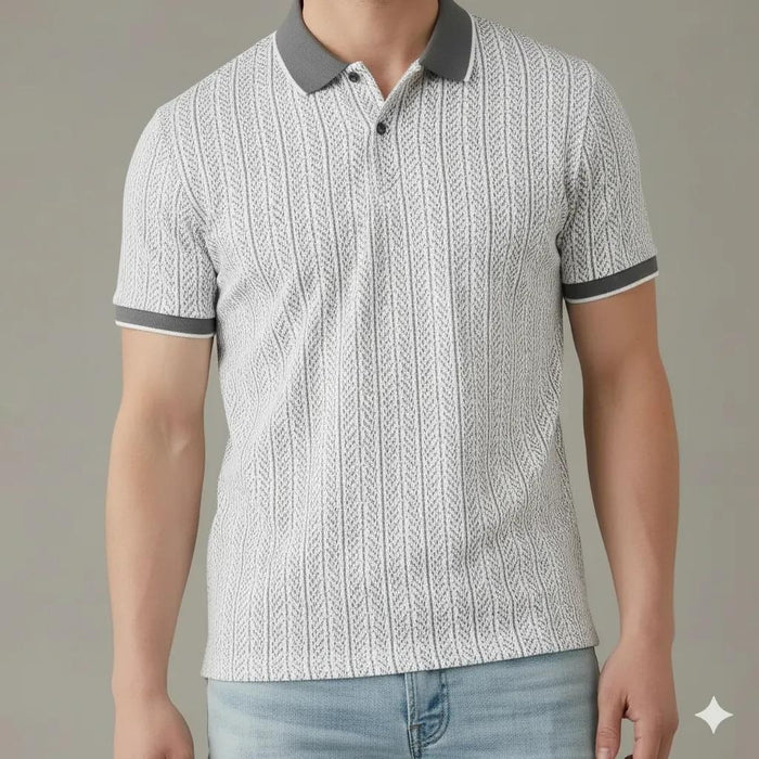 Men Navy Polo Collar Solid T-shirt