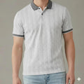 Men Navy Polo Collar Solid T-shirt