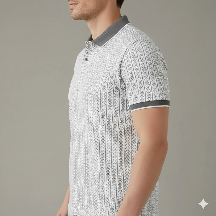 Men Navy Polo Collar Solid T-shirt