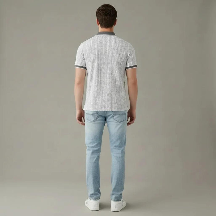 Men Navy Polo Collar Solid T-shirt