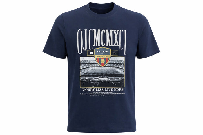 Men Navy Round Neck Printed T-shirt