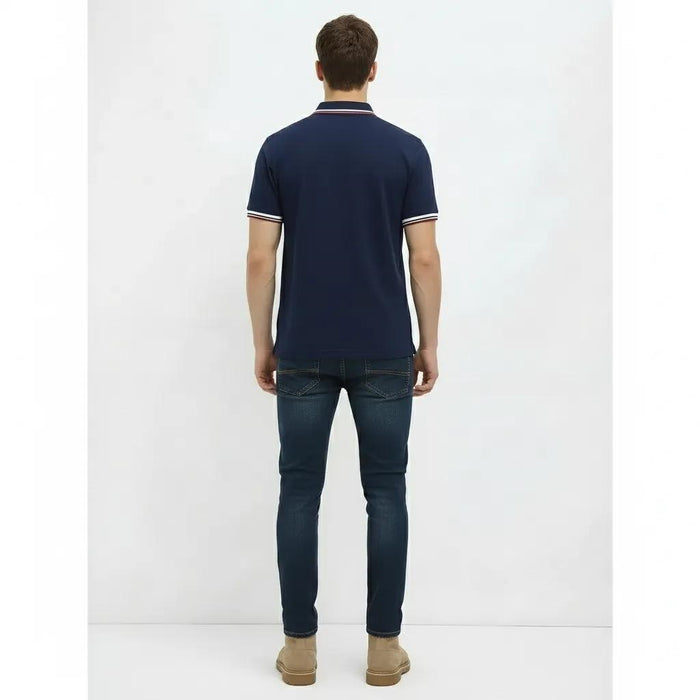 Men Navy Sold Polo Collar T-shirt