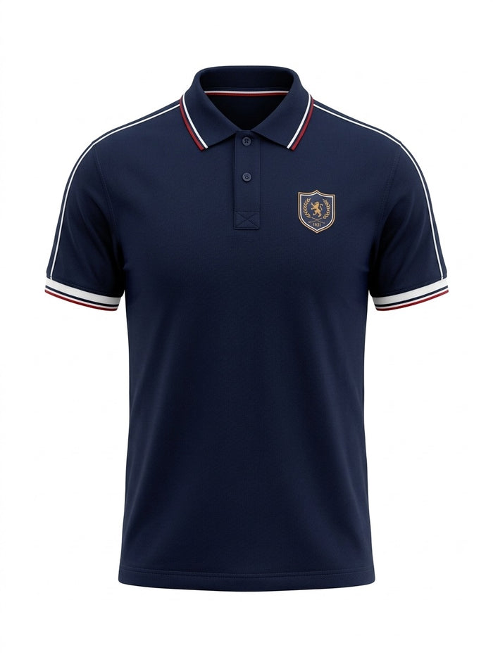 Men Navy Sold Polo Collar T-shirt