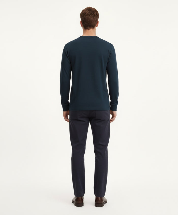Men Navy Solid Henley Neck T-shirt