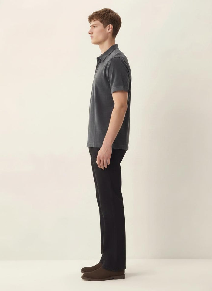 Men Navy Solid Polo Collar T-shirt