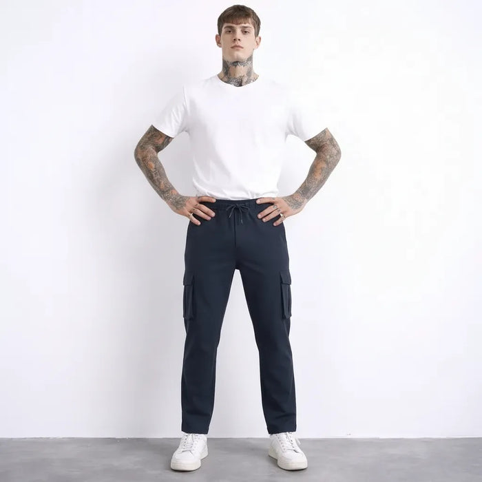Men Navy Solid Regular Fit Track Pants