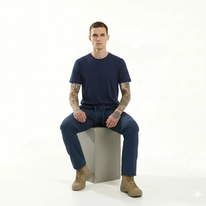 Men Navy Solid Regular Fit Track Pants