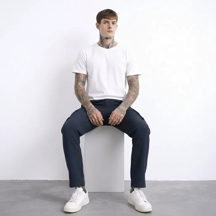 Men Navy Solid Regular Fit Track Pants