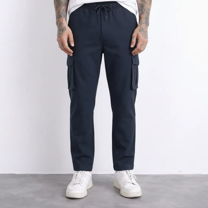 Men Navy Solid Regular Fit Track Pants