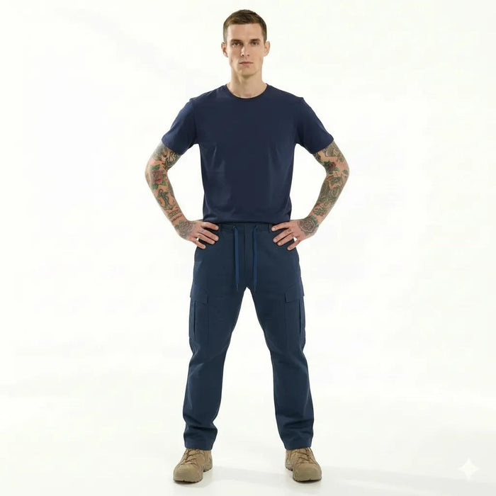 Men Navy Solid Regular Fit Track Pants
