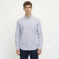 Men Navy Striped Casual Shirt