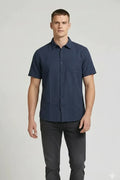 Men Navy Striped Casual Shirt
