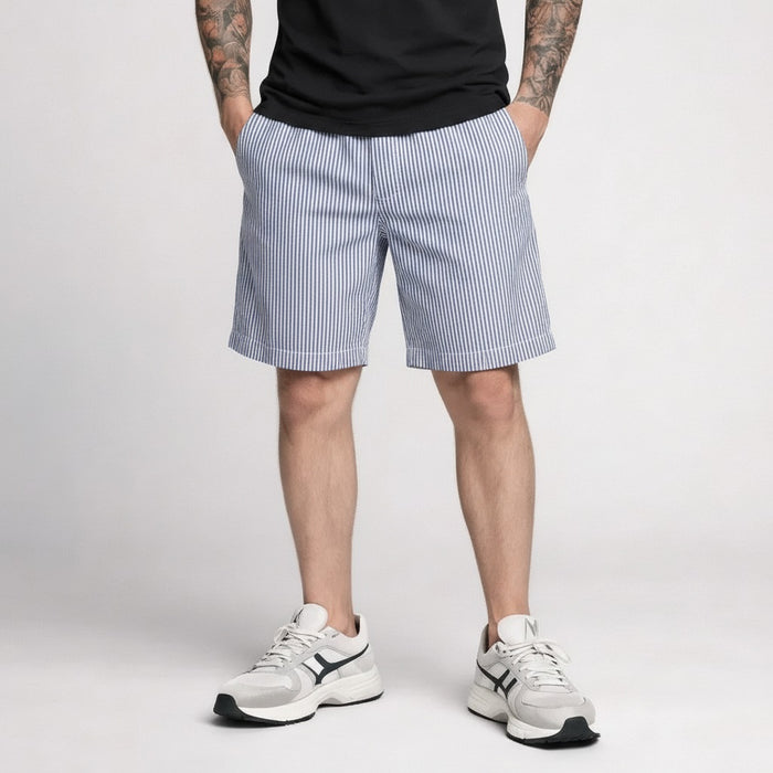 Men Navy Striped Technology Shorts