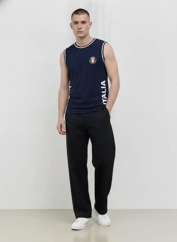 Men Navy Typography Printed T-shirt