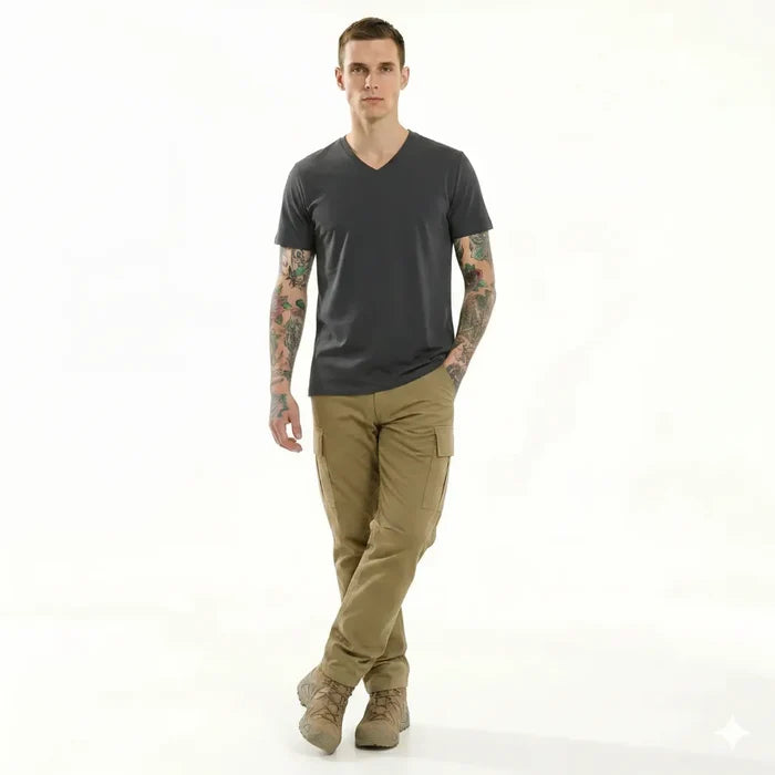 Men Navy V-Neck T-shirt