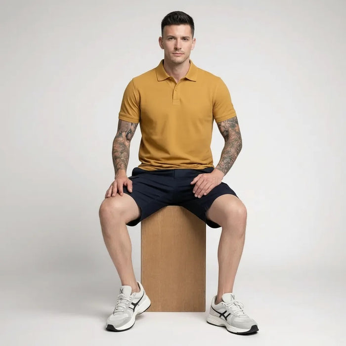Men Oak Buff Polo Collar T-shirt