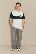 Men Off White Brand Logo Colourblocked Polo Collar T-shirt