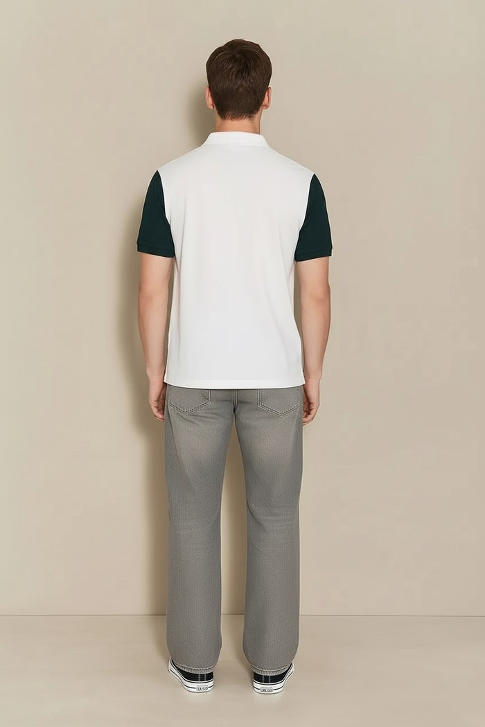 Men Off White Brand Logo Colourblocked Polo Collar T-shirt