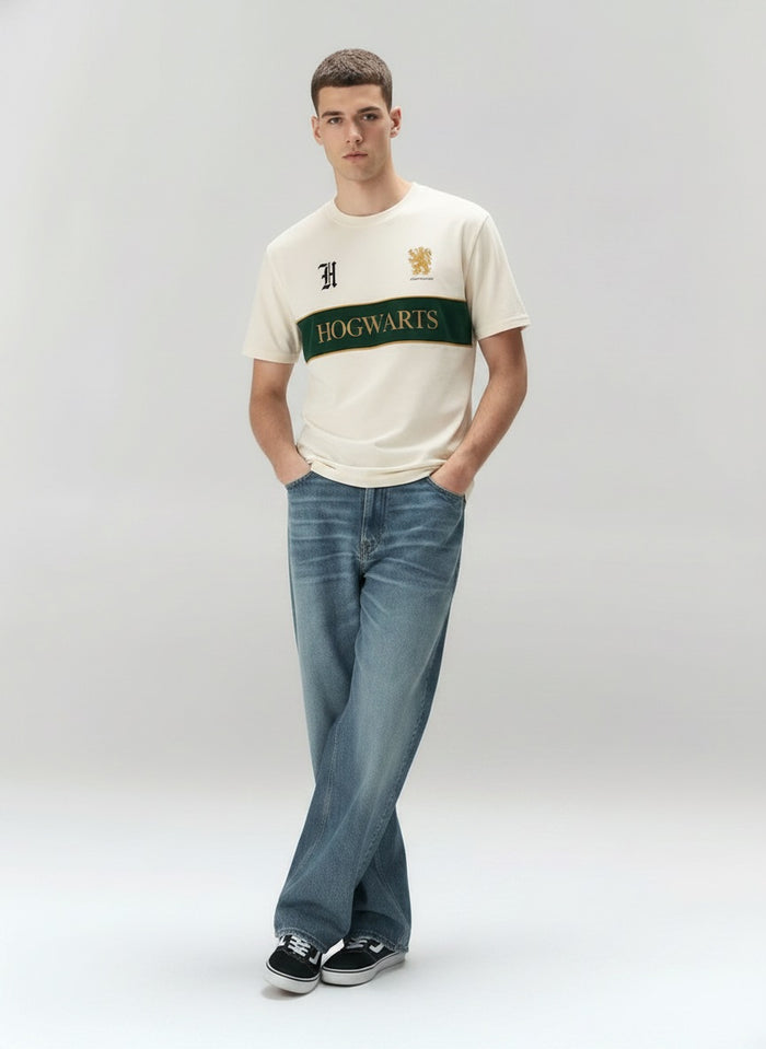 Men Off White Brand Logo Colourblocked T-shirt