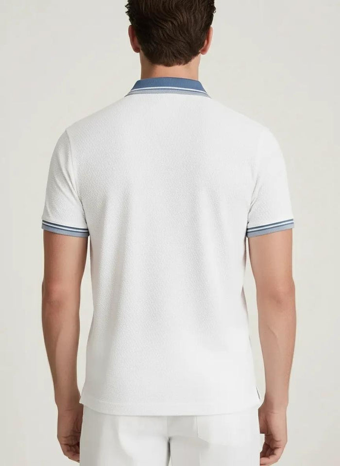 Men Off White Polo Collat Solid T-Shirt