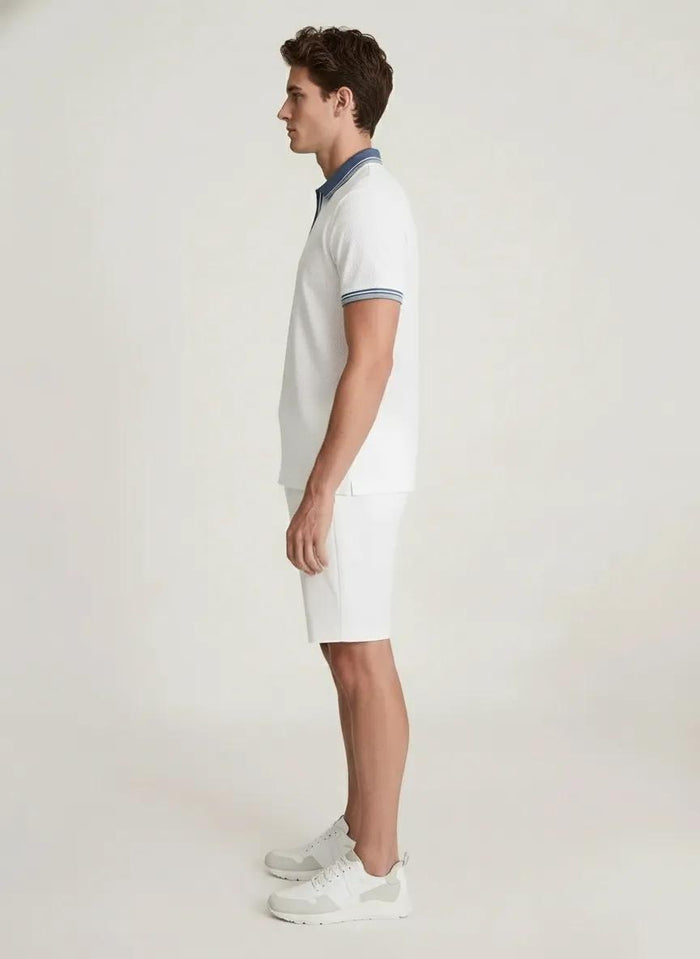 Men Off White Polo Collat Solid T-Shirt