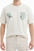 Men Off White Printed Pockets T-shirt