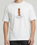 Men Off White Printed Round Neck T-shirt