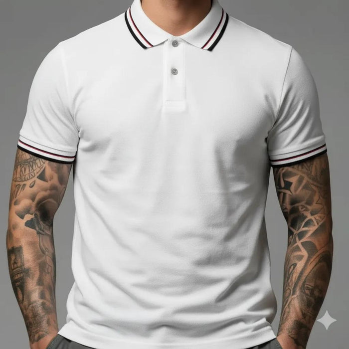 Men Off White Sold Polo Collar T-shirt