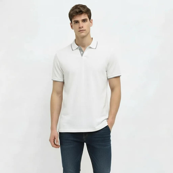 Men Off White Sold Polo Collar T-shirt