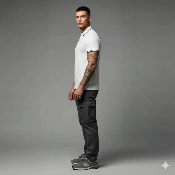 Men Off White Sold Polo Collar T-shirt